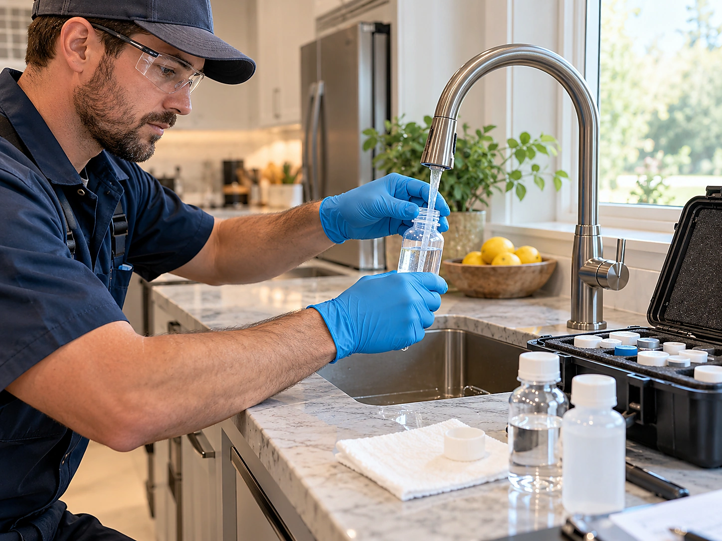 Modern residential bathroom plumbing during commercial backflow testing service in Ridgewood, NJ