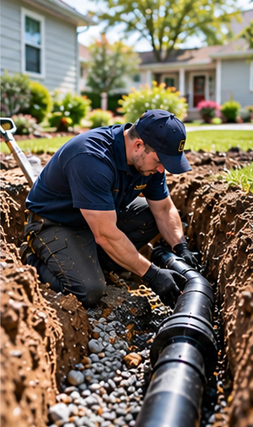 Plumbing service van at a residential property for plumbing service in The Lawns, NJ